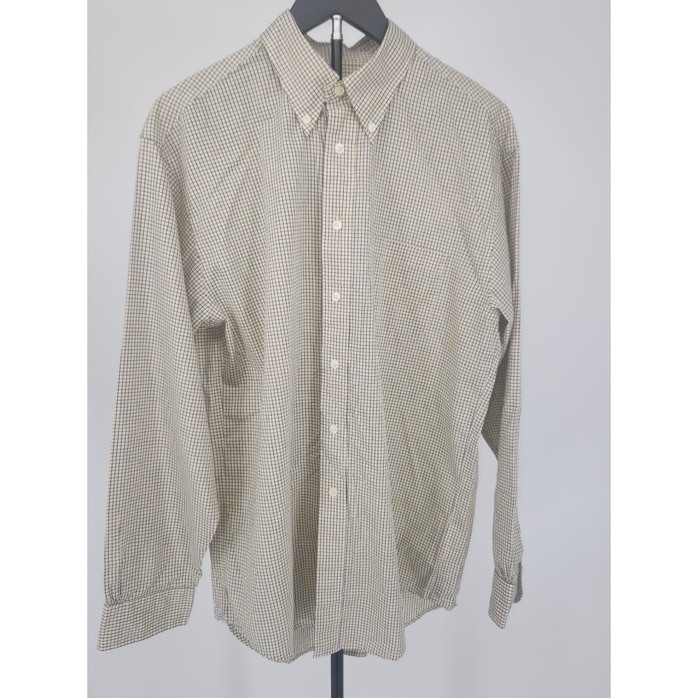 Brooks Brothers 346 Mens Medium Tattersall Check Button Down Shirt Navy Yellow